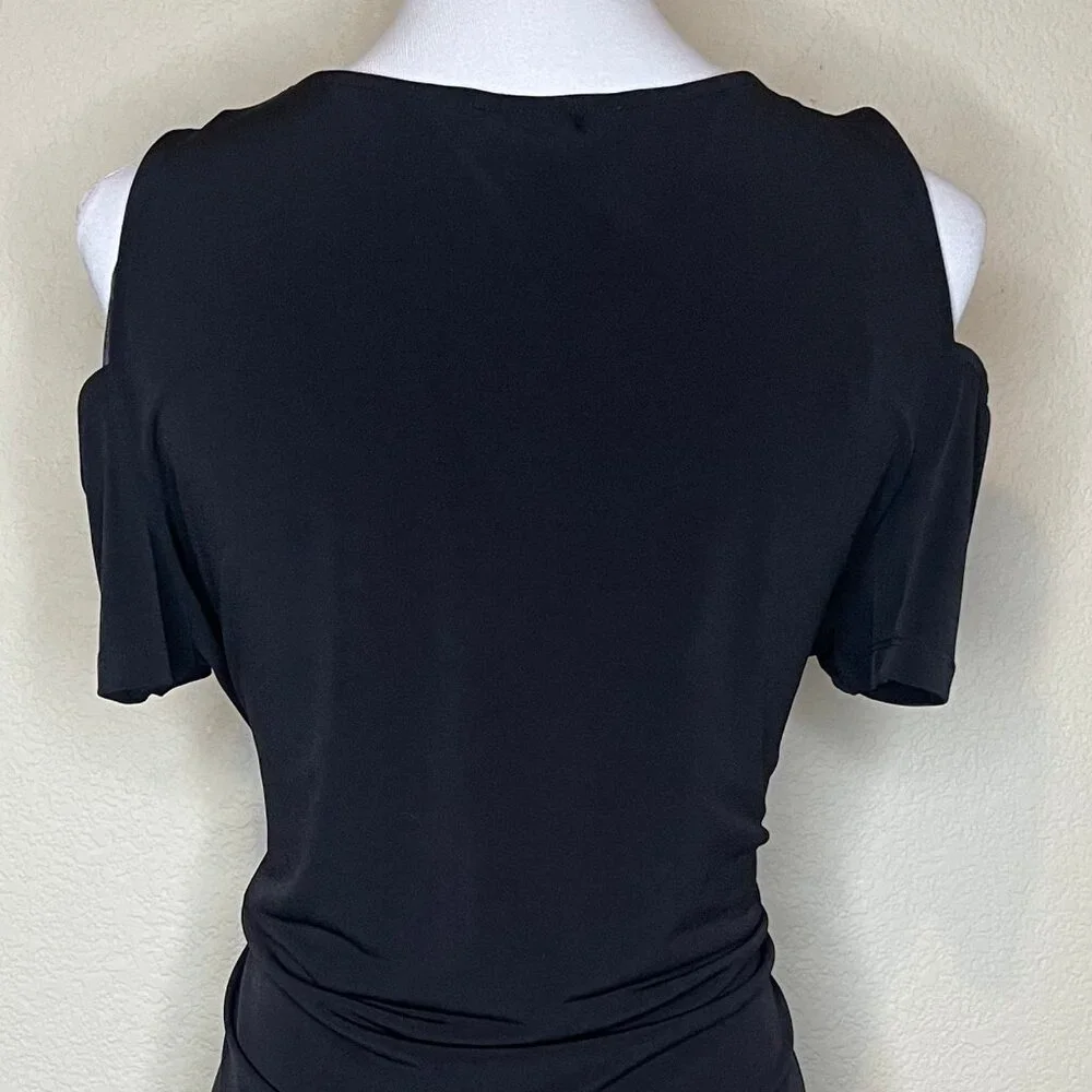 MICHAEL KORS Goth Grunge Cold Shoulder Black Mini Dress Size L
